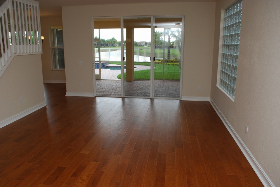 living room the entire first floor has real wood floors laid throughout.
